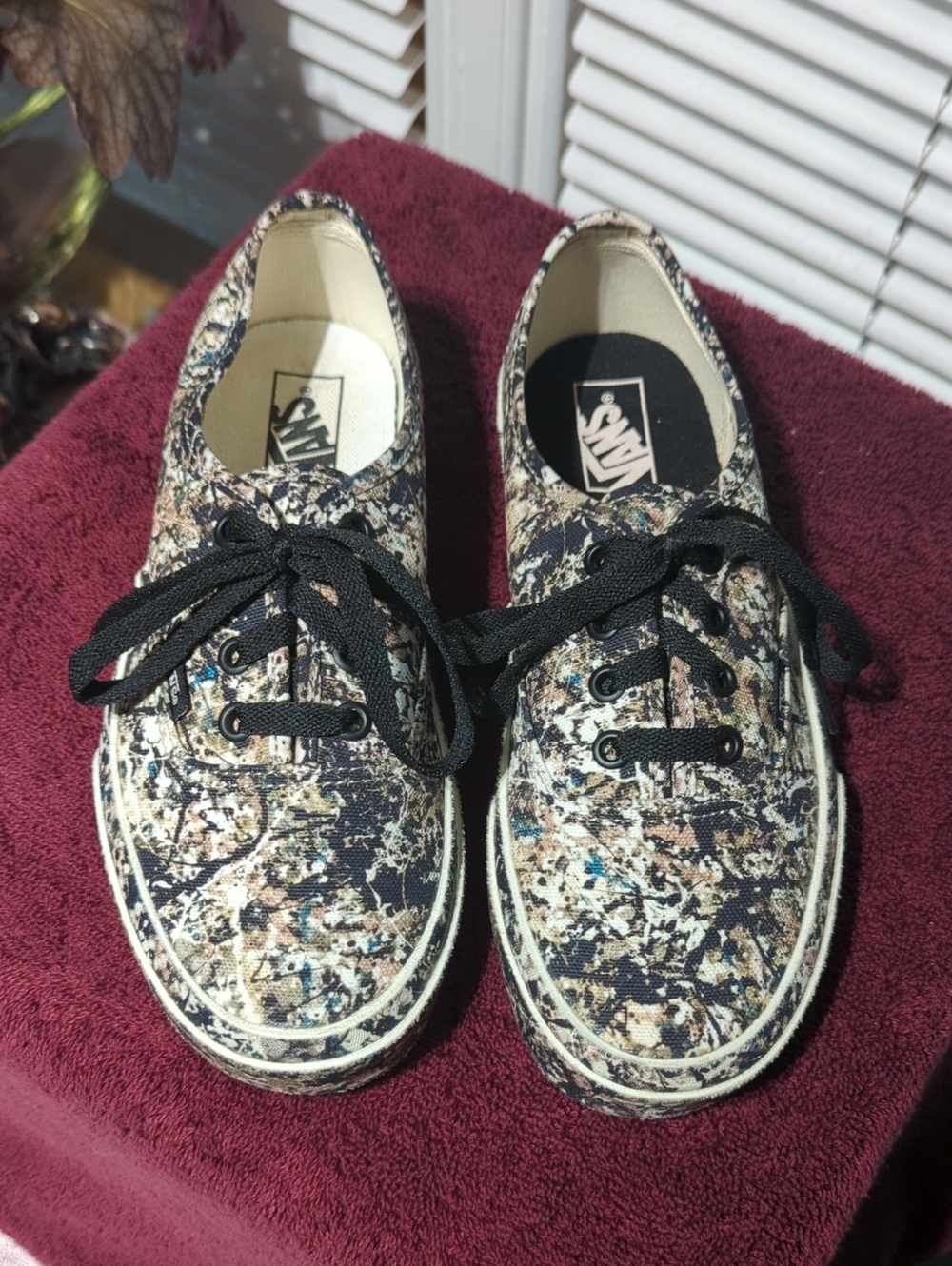 Vans museum Of Modern Art Canvas Sneakers with Black, Beige, Blue Paint-Splatter